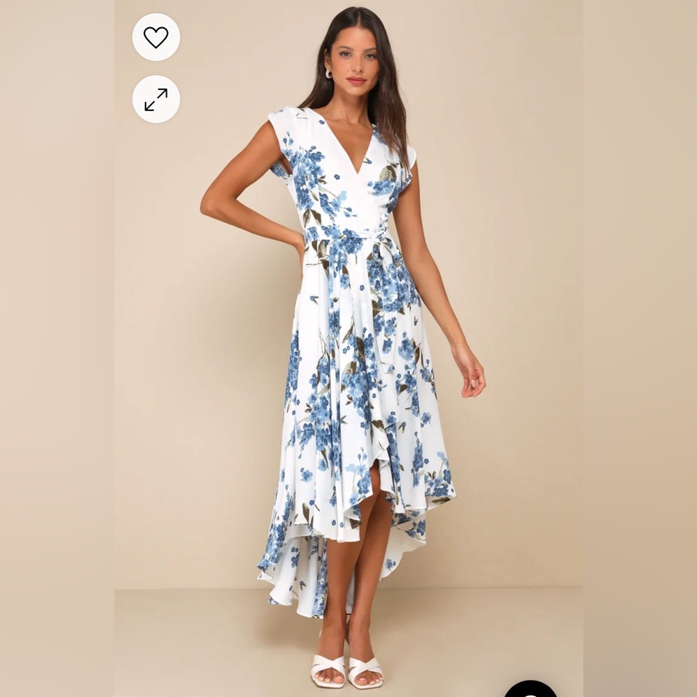 Lulus French Countryside White Floral Print High-Low Dress